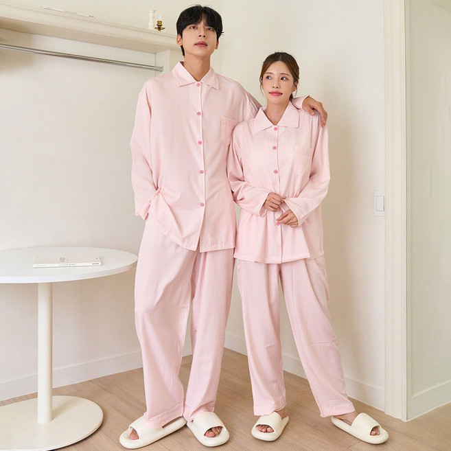 글램공감 커플용 위켄드 긴팔 투피스 잠옷 상의 하의