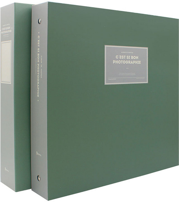 작은사진관 그랑데 대형 접착식내지 바인더 포토앨범, 그린, 50매