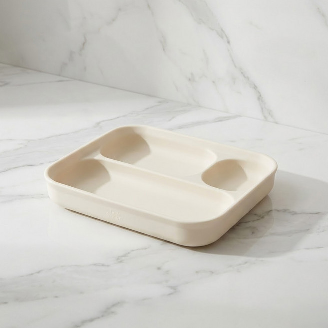 탁가온 유아용 3구 흡착 식판, 아이보리, 1개