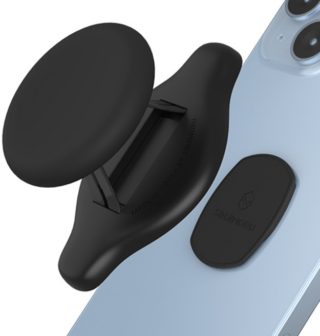 신지모루 마운트 탈부착 실리콘 미니 휴대폰톡, 블랙, 1개