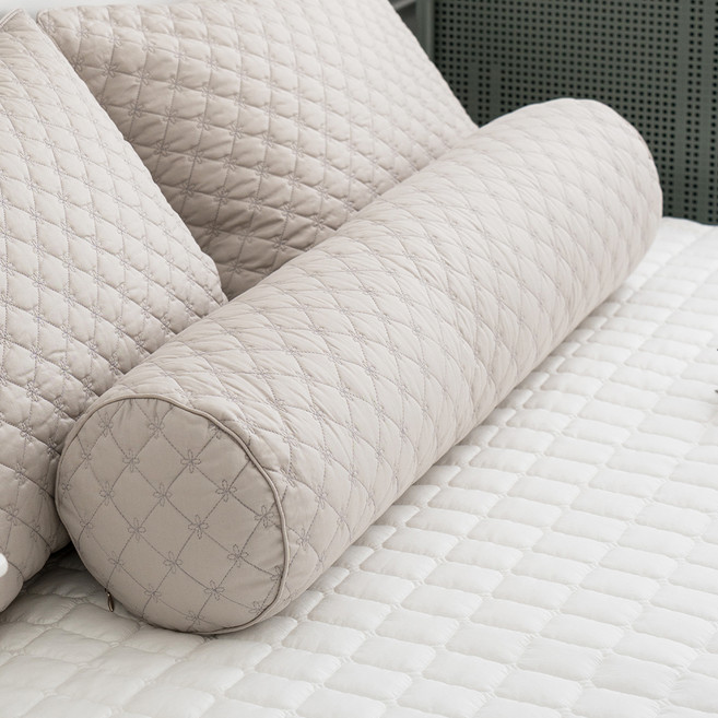 아이닉스 순면100 롱 원형 누빔 바디필로우커버 솜포함, 그레이