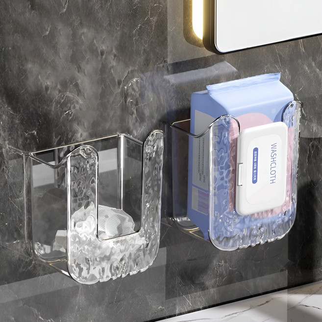 주앤지 무타공 물티슈 커버 케이스 거치대 홀더, 투명, 2개