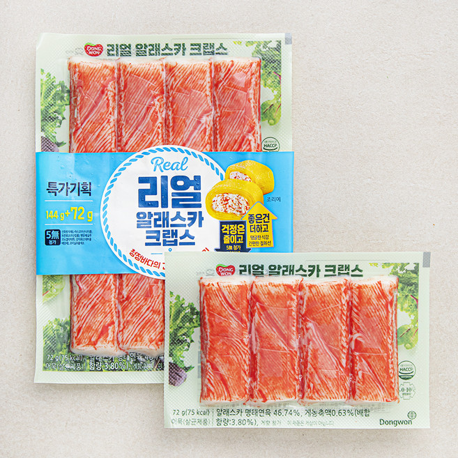 동원 리얼 알래스카 크랩스 144g + 72g 세트, 216g, 1세트