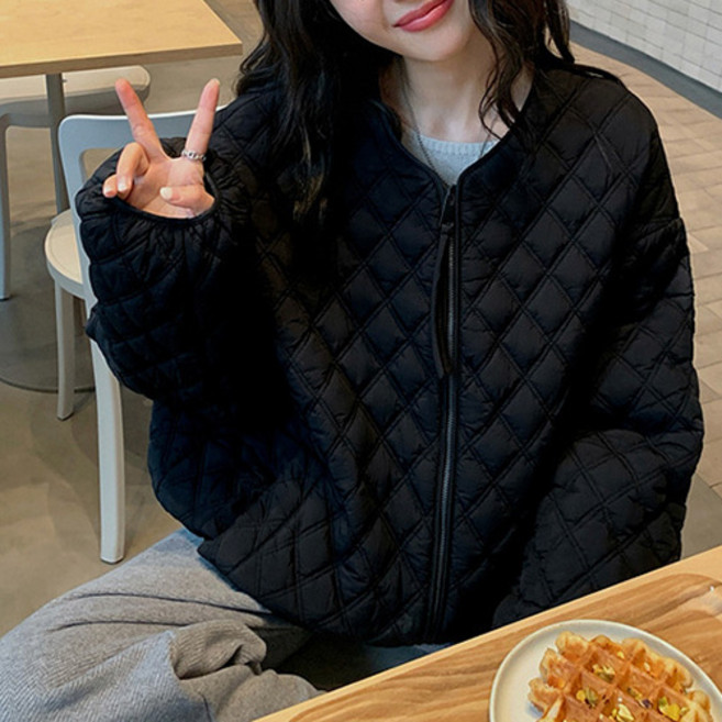 패션플로우 여성용 러블리 파스텔 집업 경량패딩 점퍼