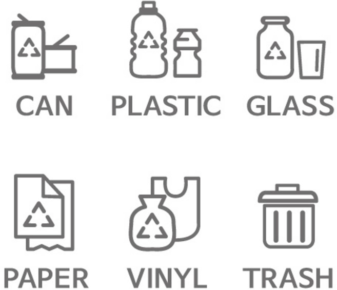 루키마켓 분리수거 인테리어 스티커, 그레이