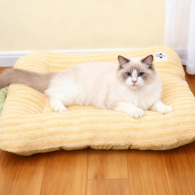 허니버블 반려동물 꿀잠 캔디 스트라이프 방석 쿠션 매트, 오렌지, 1개