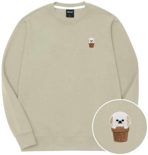 옥스타 남녀공용 헬로멍 자수 특양면 맨투맨 4SSP004