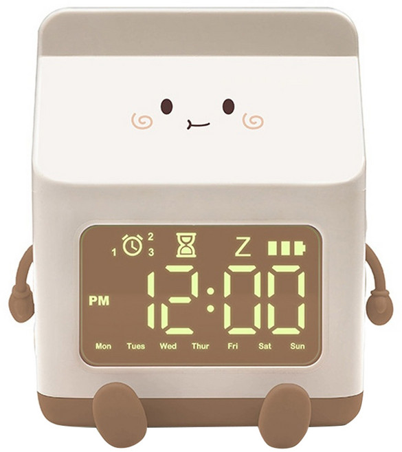 E.B.MADE MK-C 元氣牛奶盒鬧鐘小管家, 可可棕