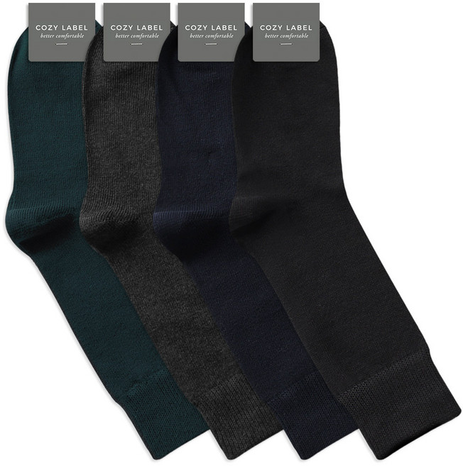 코지라벨 남성용 면사 4올 무지 신사 정장 양말 4족 세트