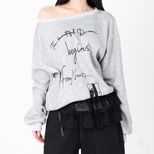 닷이프 여성용 에브 오프숄더 맨투맨 T25FW1-A2144