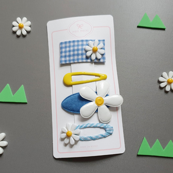 하프 엔젤 데이지 알로하 헤어핀 4종 키즈세트