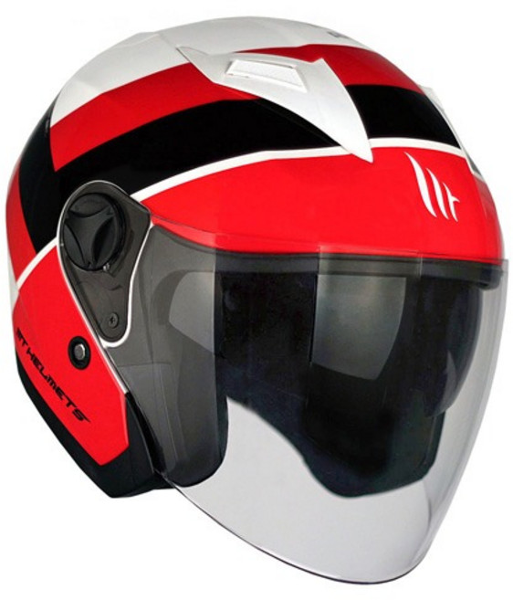 엠티헬멧 BOULEVARD 오토바이 하프페이스 헬멧, GLOSSY WHITE + BLACK + RED