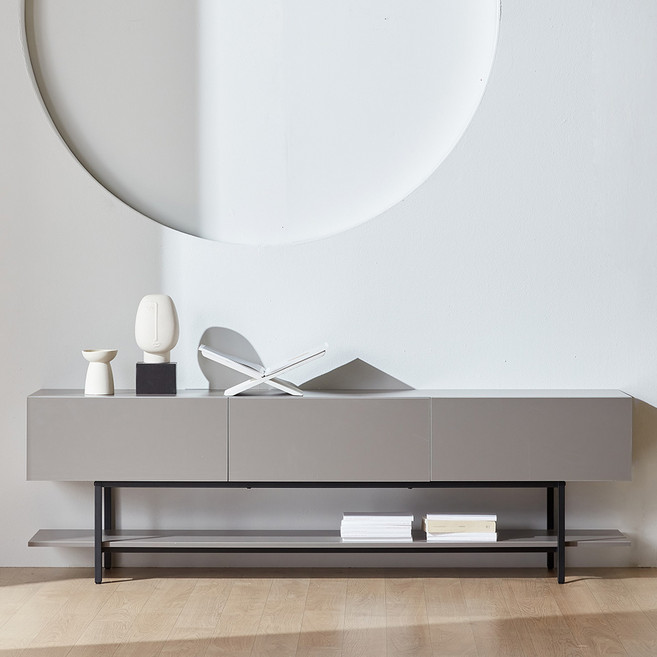 웰퍼니쳐 셀 높은 거실장 방문설치, 그레이