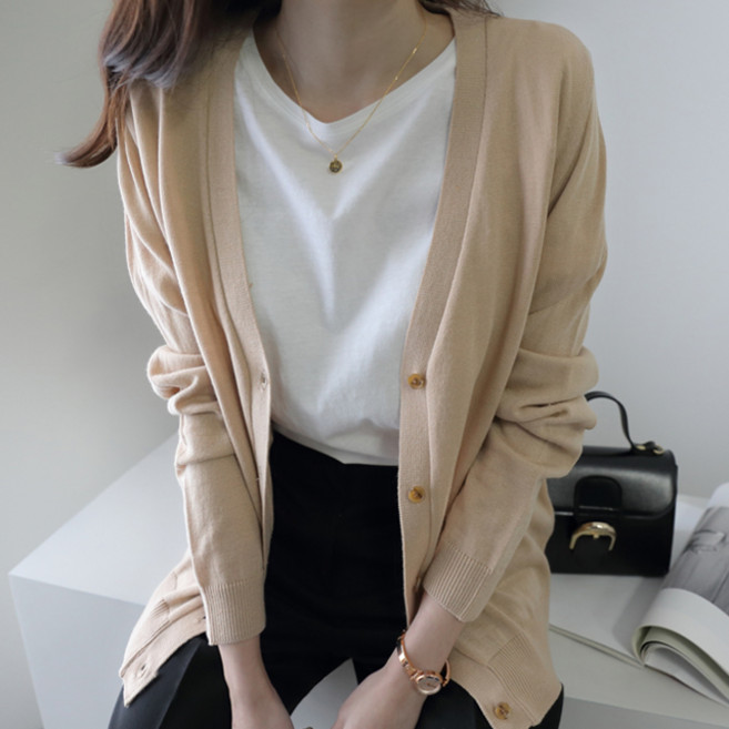 Jenit 女款四季V領基本款羅迪安針織外套