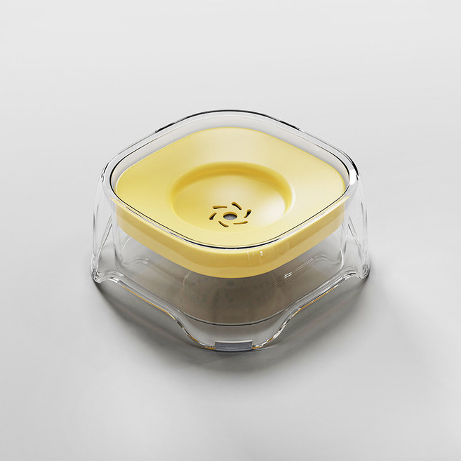 파스텔펫 반려동물 클리어 플로팅 급수기, 옐로우, 1개