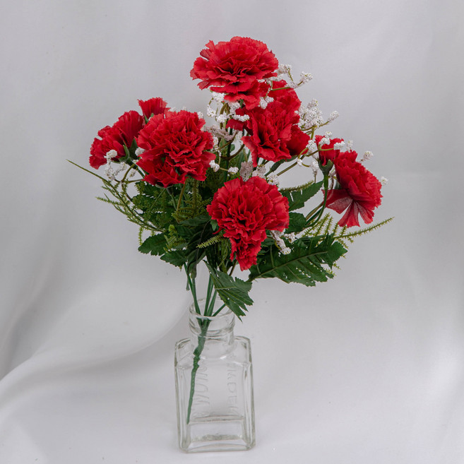 瑪西金盞花康乃馨花束 31cm 24入, 紅色