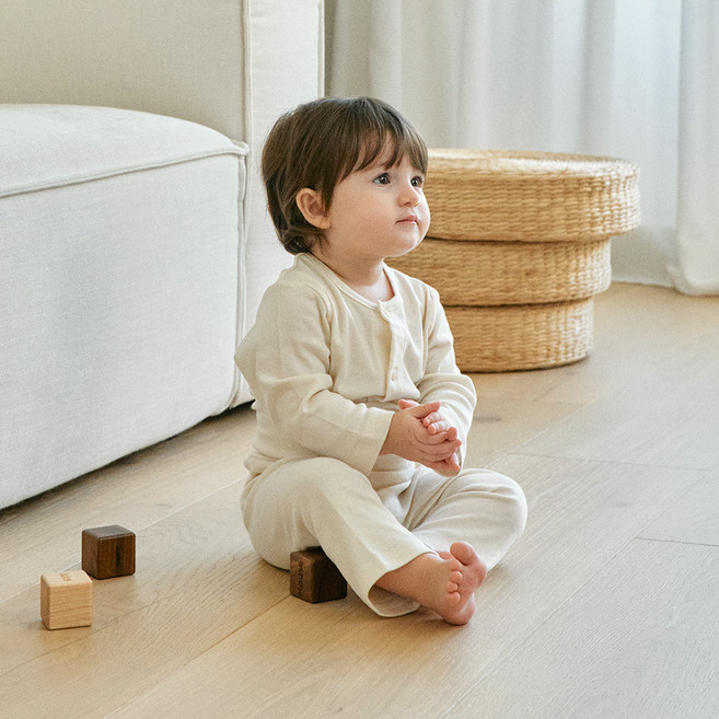 말랑하니 유아용 배앓이 방지 밤부 소프트 9부 실내복 상하의 세트