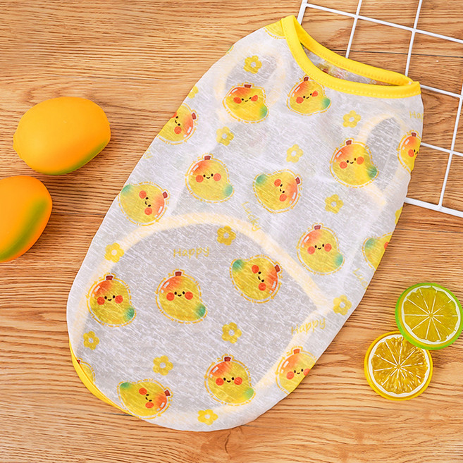 아티펫 반려동물 귀여운 과일패턴 대형견 조끼, 옐로우, 1개