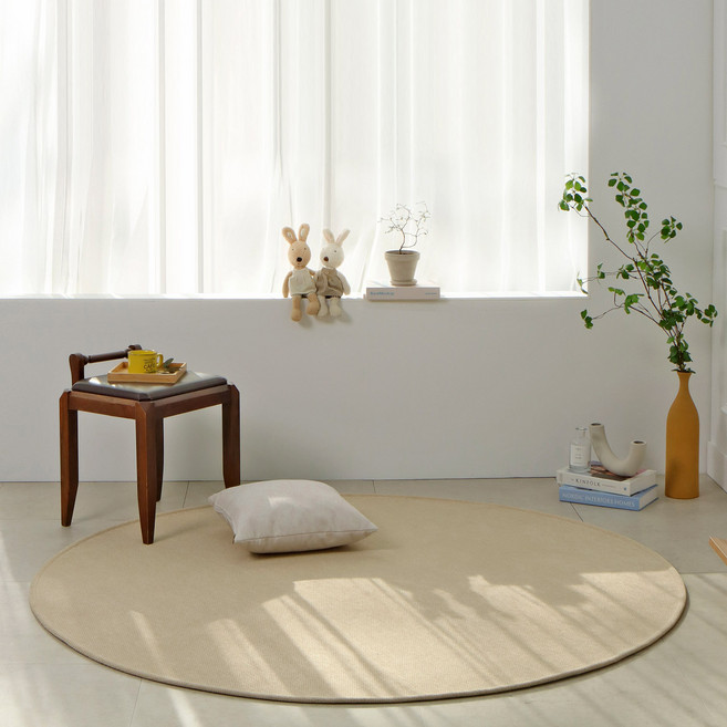 레시앙뜨 로지 슬럽 워셔블 러그 원형