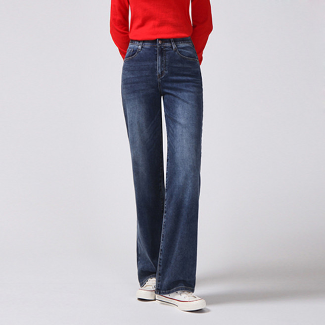 레몬소울 여성용 편하진 밴딩 와이드 데님팬츠