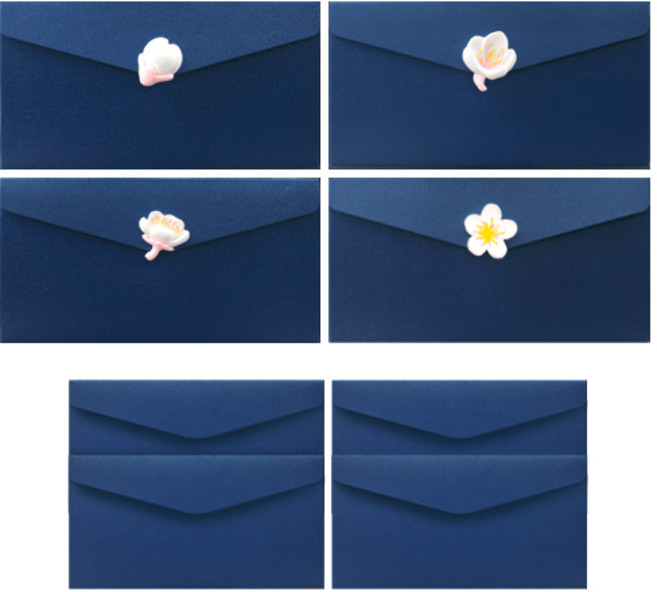 체리쉬 3D 꽃 감사 용돈 축하 봉투 2종 x 4p 세트, 네이비, 8개