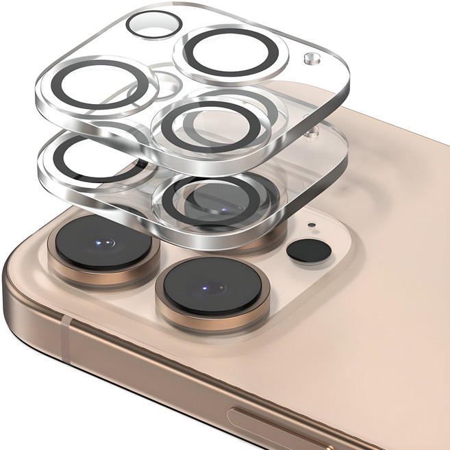 SINJIMORU 相機鏡頭防眩光黑環鋼化玻璃保護貼 2入, 1組