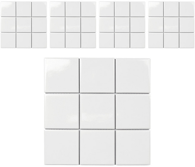 모네스페스 자기질 모자이크타일 100mm, 화이트 유광, 5개