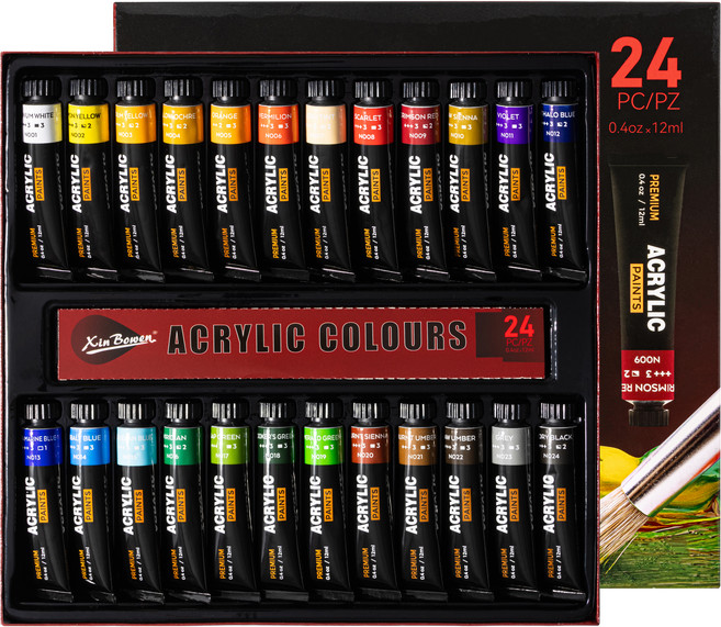 Pere Noel 高級壓克力顏料組, 12ml, 24色