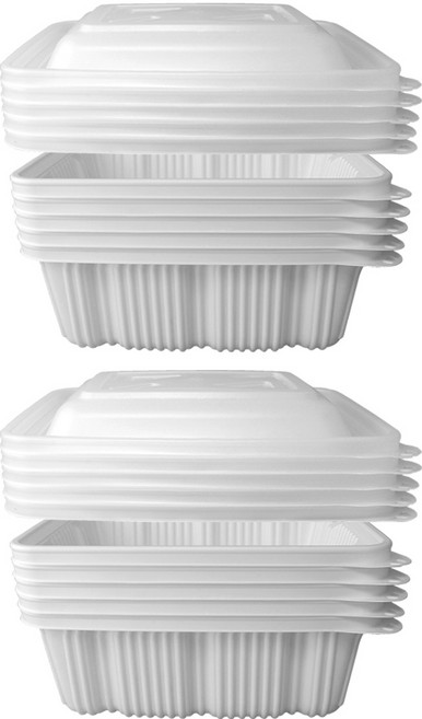 찜닭 해물찜 보쌈 사각찜 용기 화이트 대 10p + 뚜껑 10p 세트, 1세트