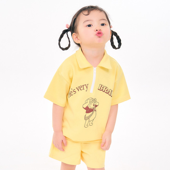 리틀래빗 아동용 여름 D 반팔 조이지퍼카라 세트