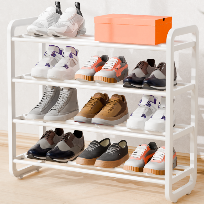 모아쏙 현관 수납 신발 정리대 4단, 화이트, 1개