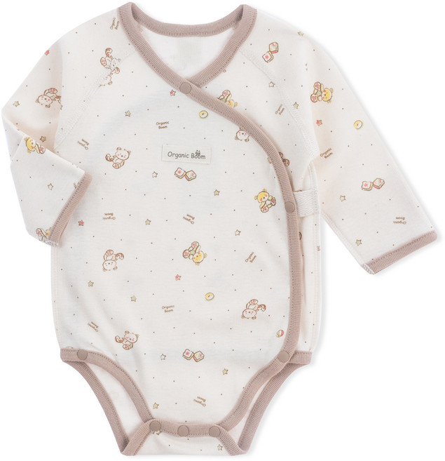 오가닉붐 곰곰이 스냅 신생아 배냇 바디슈트