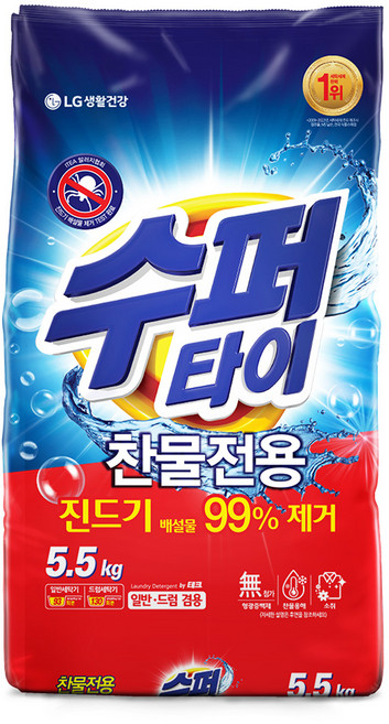 수퍼타이 진드기 분말 효소 세탁세제 리필, 5.5kg, 1개