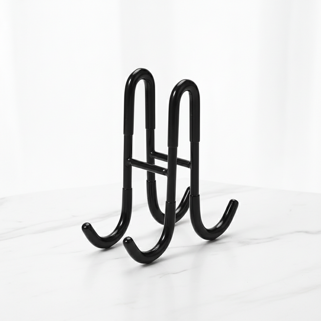 마켓피아 옷 욕실 스텐 다용도 문걸이 더블 후크, 블랙, 1개