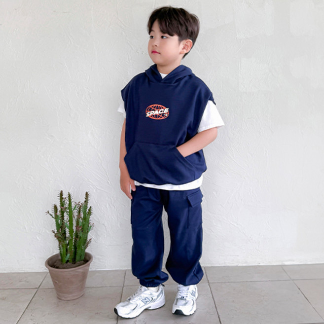 아도르베베 아동용 후드조끼 + 하의 세트