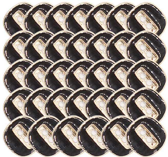 사출 진주 보석 가디건 니트 단추 사각에폭 13mm, 블랙골드, 34개