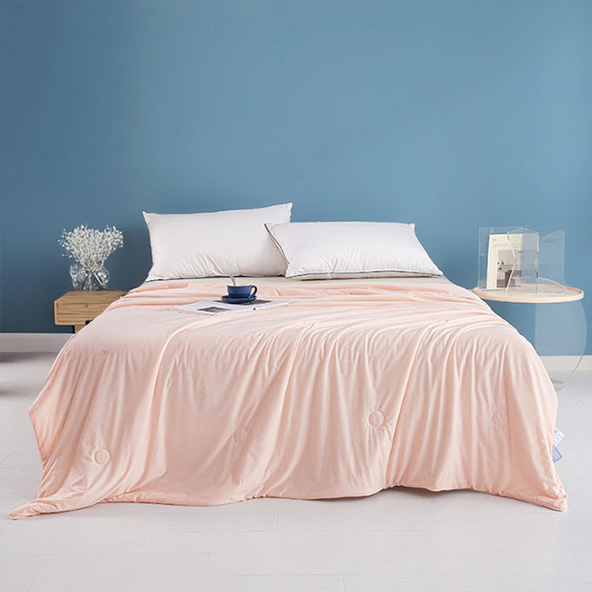 블루무역 시원한 아이스 실크 여름 냉감 이불, 핑크