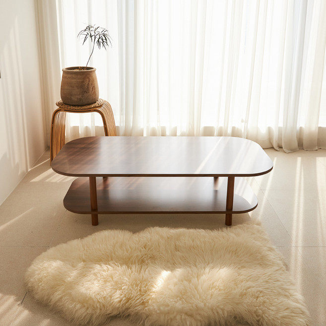 스토리퍼니쳐 국내생산 E0 LPM 하모니 2단 쇼파 테이블 오버라운드 BASIC 1200x600x330, 콜롬비아월넛 + 월넛