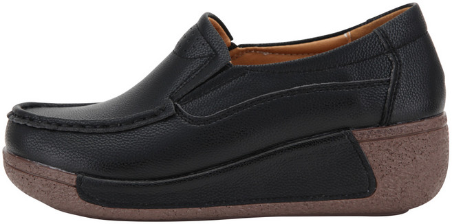 단골언니 여성용 가죽 키높이 통굽 스머프 슬립온