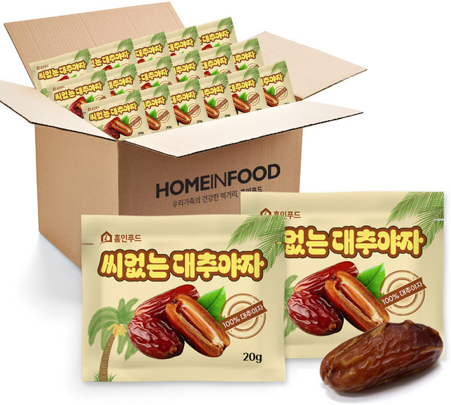 홈인푸드 씨없는대추야자, 20개, 20g