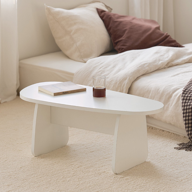 메종드꼼마 무아레 거실 테이블 2인용 800mm, 화이트