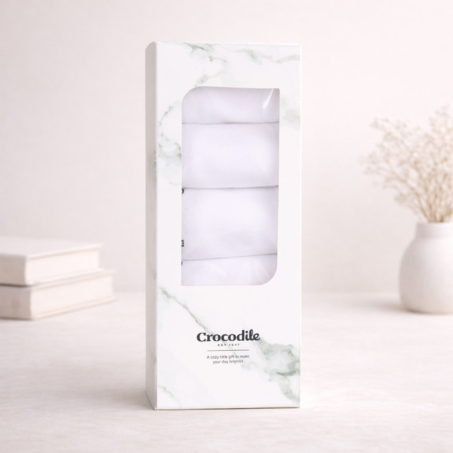 크로커다일 남성용 밴딩 무지 중목양말 5켤레 선물세트 CD282