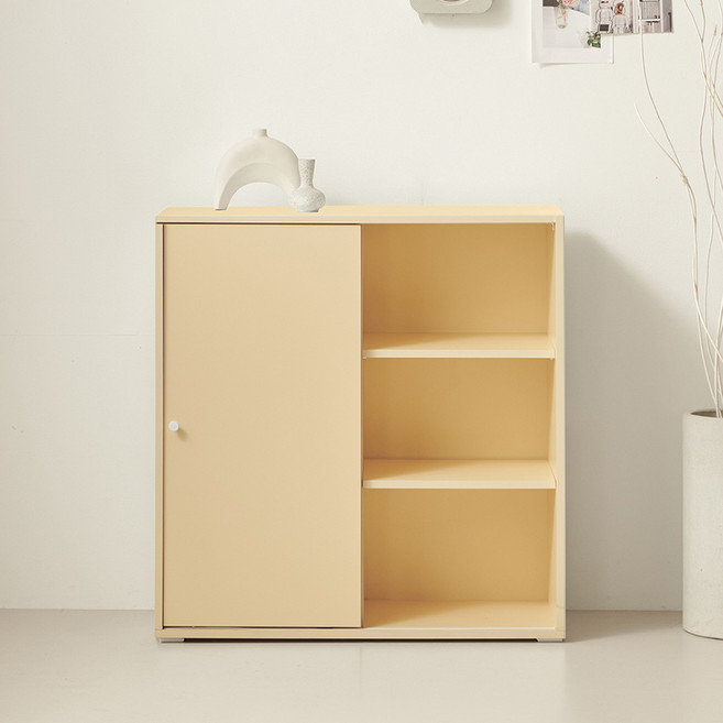 룸앤디 스르륵 800 서랍 3단 슬라이딩 슬림 일반형 수납장 오픈 방문설치, 버터