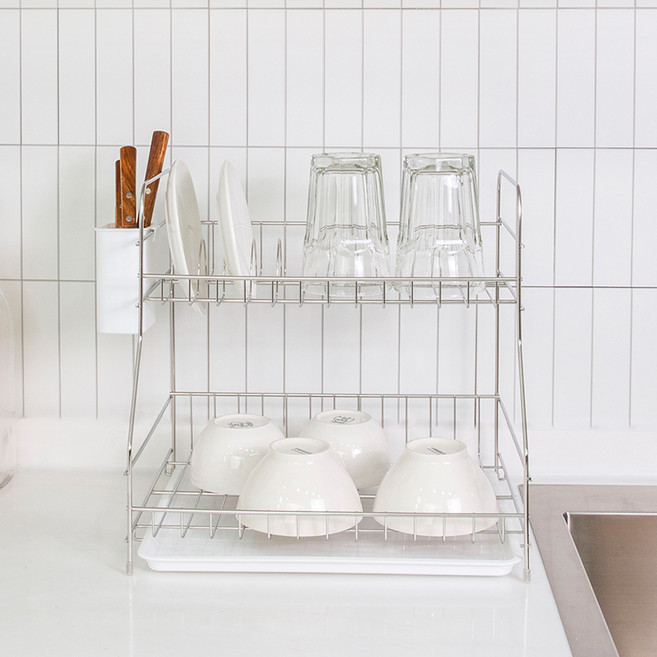 4BNK 미니 식기건조대, 2단, 실버, 1개