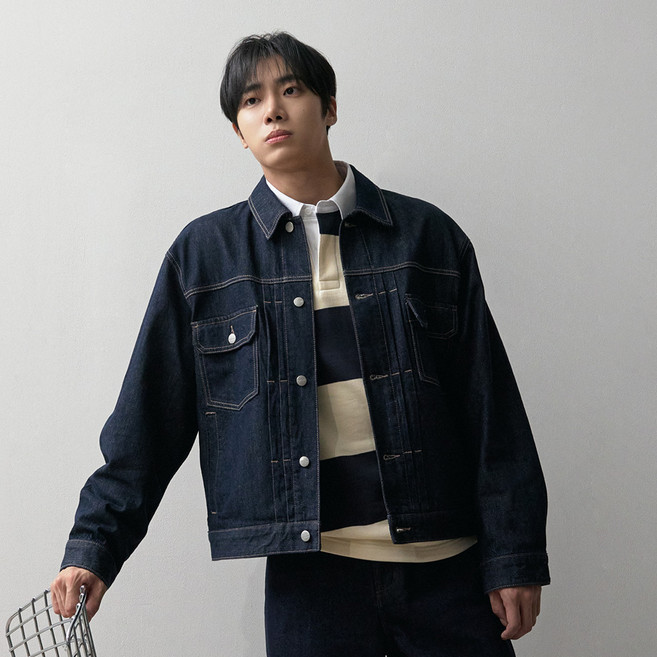 커버낫 남성용 원워시드 면 데님 자켓