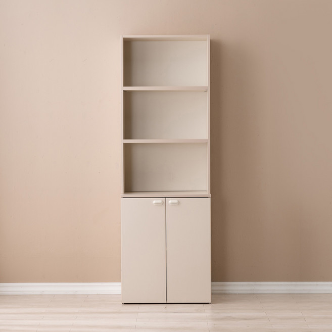 리바트 로넌 2단 교구장 + 3단 상부장 세트 방문설치, 아이보리(교구장) + 아이보리(상부장)