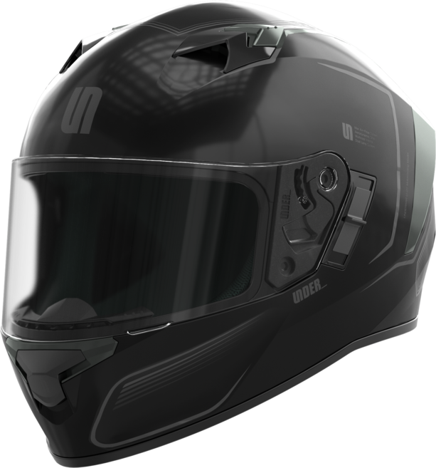 언더바 오토바이 헬멧 U-01, Black Shinny