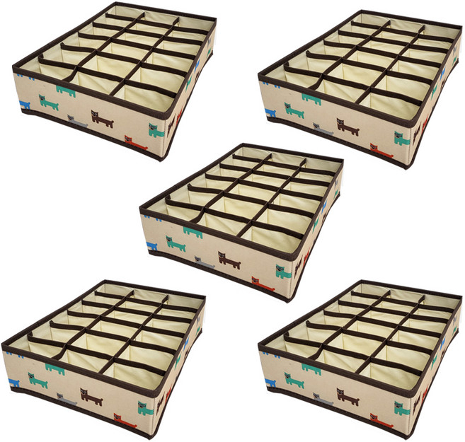 마이닝 접이식 칸막이 속옷정리함 16칸, 5개, 베이지