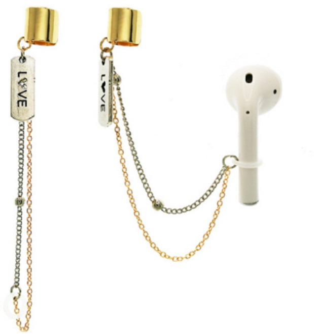 아리코 에어팟 분실방지 양쪽 러브 이어커프, 골드, 1개