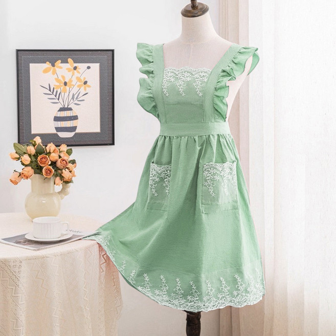 바른리빙 라플레르 프릴 앞치마 주방 카페 바리스타 앞치마, 민트, 1개